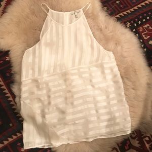 Joie White Silk Striped Tank